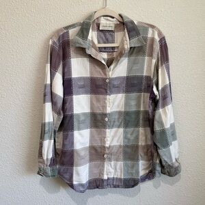 VTG Lemongrass Womens Large Patchwork Button Down Lightweight Fall Boho Colorful